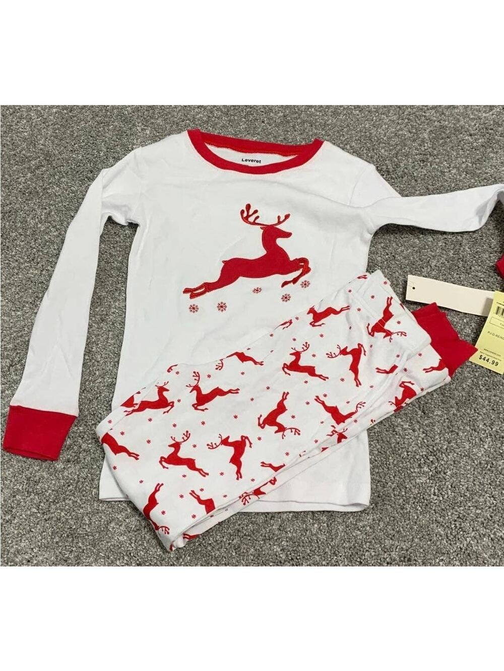 Leveret Youth 2 Piece Christmas Reindeer PJ Set size 8 NWT